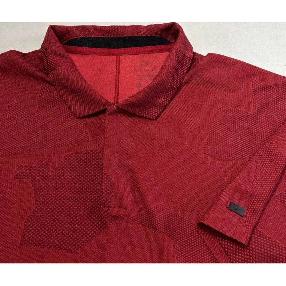 Mens‎ Nike Dri Fit Tiger Woods Camo Jacquard Golf Red Polo CT3801 Sz XL